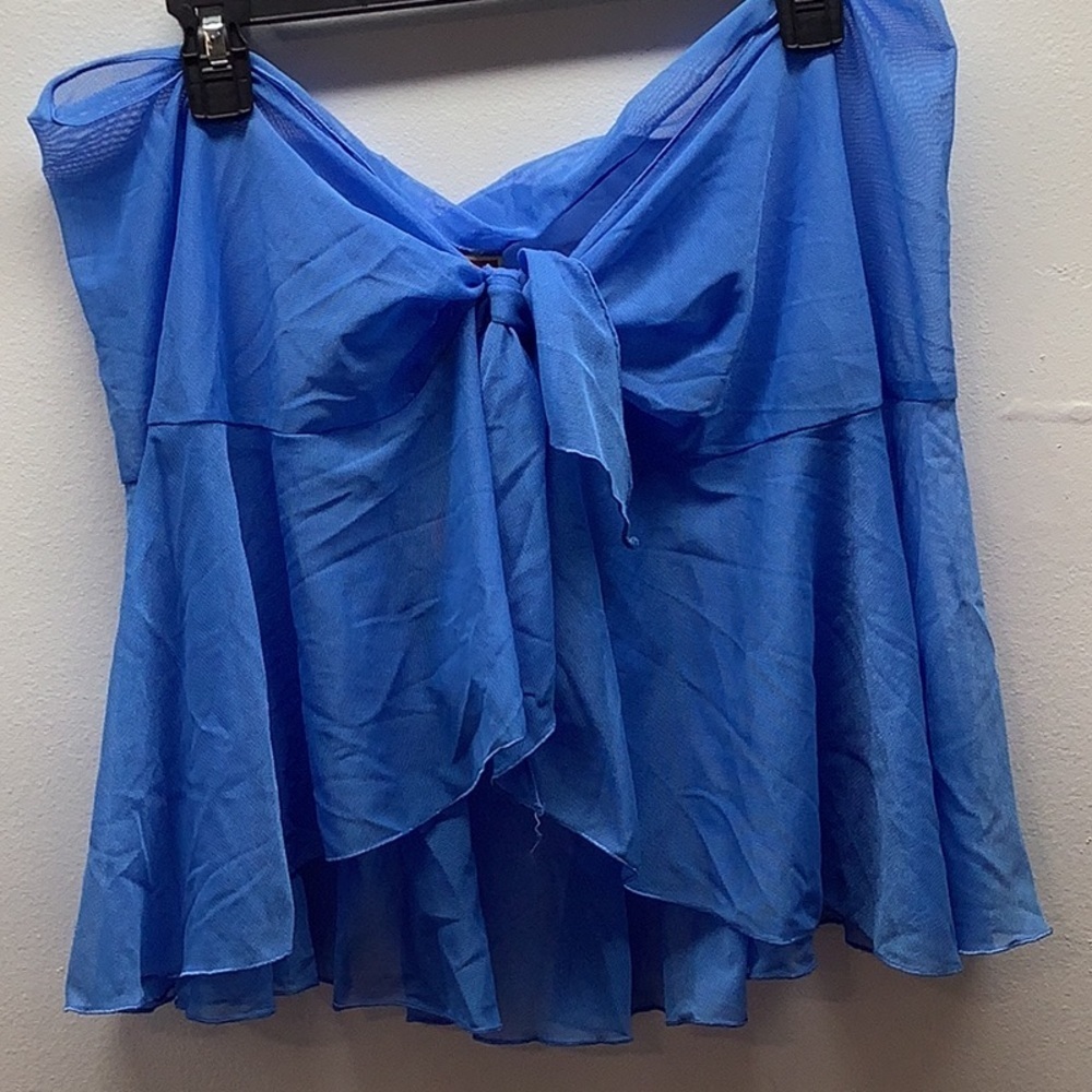 Zuliana Size XL Blue Ruffle Mesh Sarong Skirt.mMade in USA New With Tags